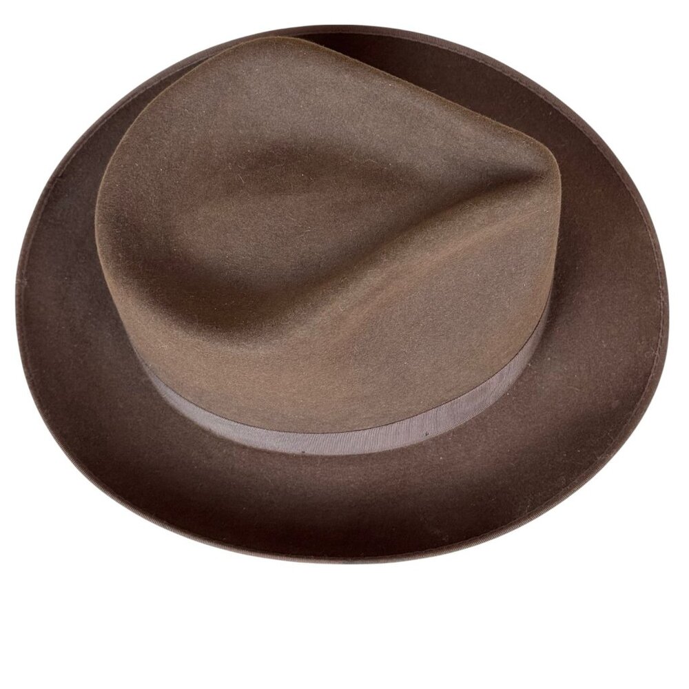 Vintage Wright Fedora Hat Size 6 5/8 Brown Coney Fur 1950s Miraklor -USA - Picture 4 of 10